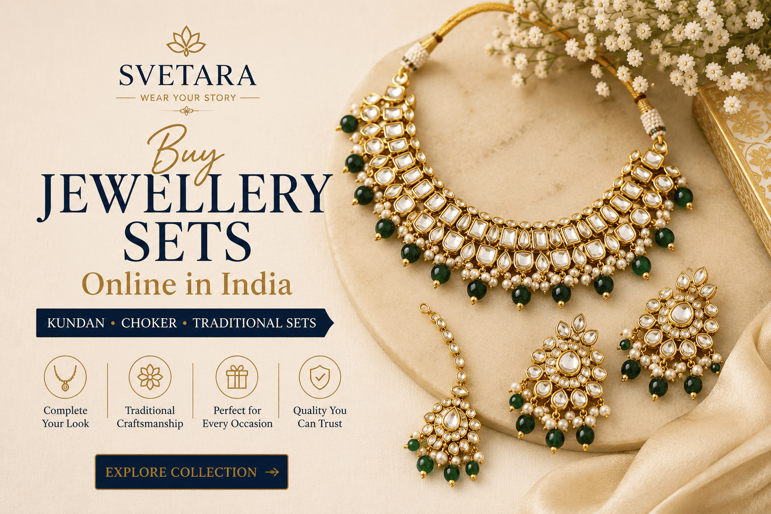 Buy Jewellery Sets Online in India: Kundan, Choker & Traditional Sets for Women